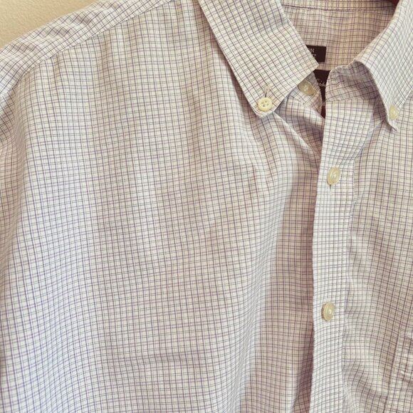 Joseph & Feiss Button Down Mens Shirt Long Sleeve Cotton White Purple Size Large - Picture 3 of 5